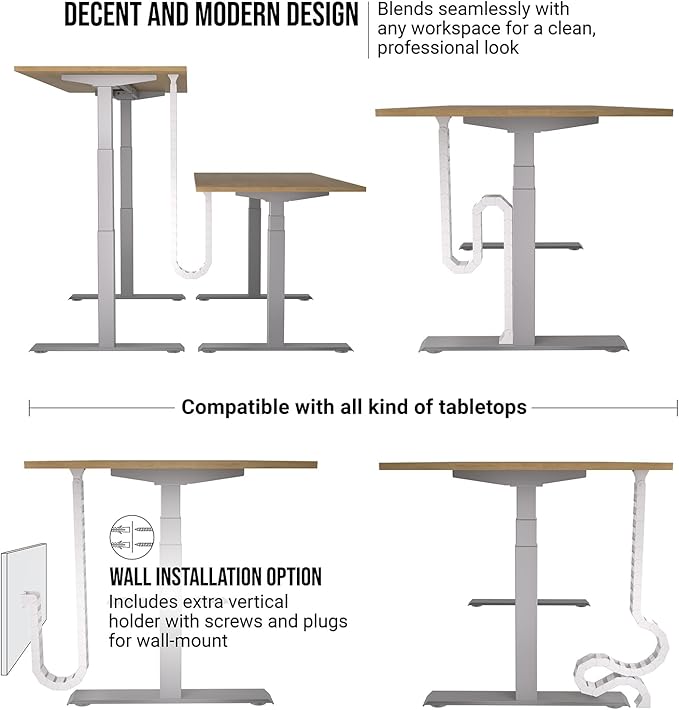 Under Desk Cable Management Vertebrae - Perfect for Sit Stand Desk - White, 133 cm