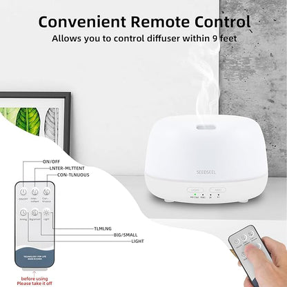 300ML Essential Oil Diffuser with Remote Control, Aromatherapy Diffuser with 7-Color Changing LED Light for Small Rooms, Office, and Home