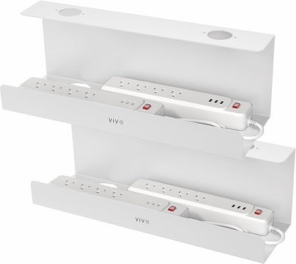 VIVO Under Desk 17 inch Extra Deep Cable Management Trays, Power Strip Holders, Cord Organizers, Wire Tamers for Office and Home, White, 2 Pack, DESK-AC16-2CW