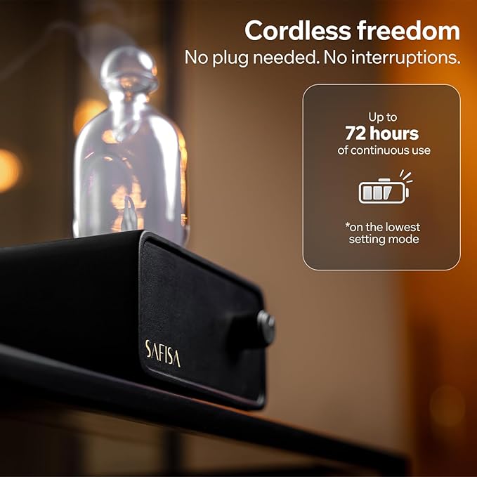 Waterless Essential Oil Diffuser, Scent Diffuser for Home, 700 Sq. Ft., Portable Waterless Diffuser, Nebulizing Cold Air Cordless Diffuser for Large Room, Rechargeable, Smart, Hotel-Style