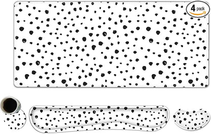 ToLuLu Extended Gaming Mouse Pad, Memory Foam Ergonomic Keyboard Mouse Wrist Rest Support Set, Large Desk Mat with Stitched Edges, Non-Slip Base Mousepad for Home Office Game and Study, Polka Dots