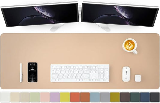 Large Desk Mat - 47.2"x 17" Non-Slip PU Desk Pad for Office and Home - Ideal for Large Mouse Pad and Desk Mats on Top of Desks(Apricot)