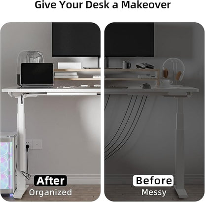 YECAYE 157in Cable Management, Cord Organizer,Easy Install Self-Adhesive Cable Organizer,Cord Management, Desk Wire Holder for Office Organization,Child and Pet Proofing, White