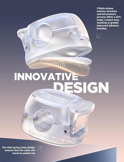 Cable Clips, Chfeila 6Pack Dual Spring Cord Organizer with Clasp Lock, [Max Stability] Desk Cable Management, Adhesive Phone Charging Wire Holder for Nightstand/Car/Wall, Office Accessories Decor