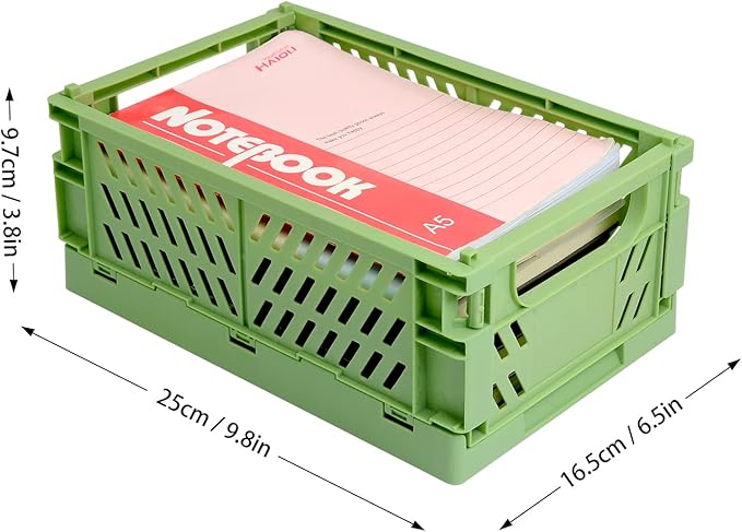 Xhwykzz 4 Pack Pastel Crates for Storage, Plastic Folding Basket, Colorful Small Storage Containers for Bedroom Office Classroom Bathroom Desktop Drawer Organizer Decor (9.8x6.5x3.8inch)