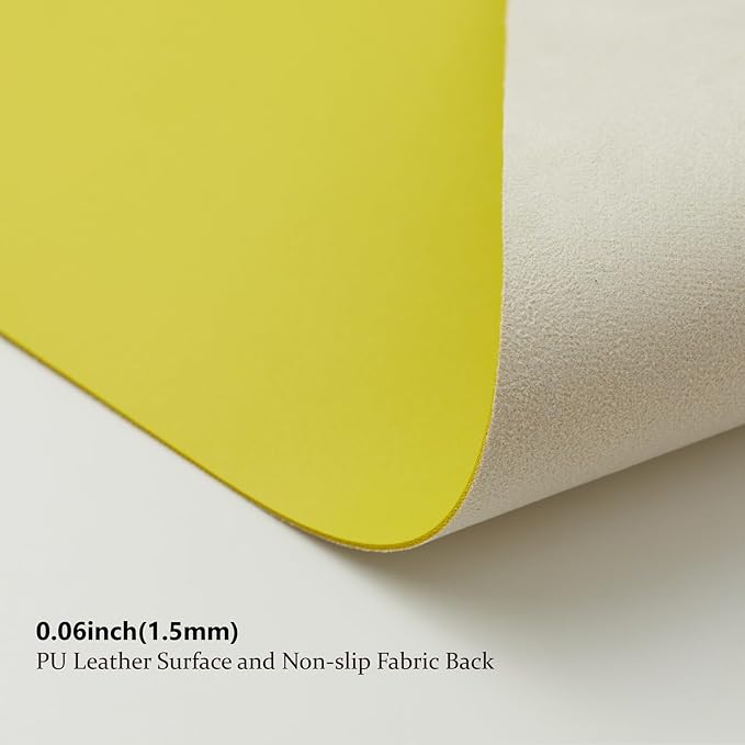 Leather Desk Mat - Non-Slip PU Desk Pad for Office and Home - Desk Organization and Accessories - Ideal for Large Mouse Pad and Desk Mats on Top of Desks (Lemon Yellow,27.6"x 13.8")
