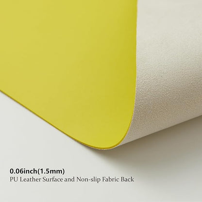 Leather Desk Mat - Non-Slip PU Desk Pad for Office and Home - Desk Organization and Accessories - Ideal for Large Mouse Pad and Desk Mats on Top of Desks (Lemon Yellow,27.6"x 13.8")