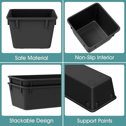 WOWBOX 25 PCS Plastic Drawer Organizer Set, Desk Drawer Divider Organizers and Storage Bins for Makeup, Jewelry, Gadgets for Kitchen, Bedroom, Bathroom, Office, Deep Black