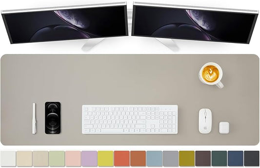 Large Desk Mat - 47.2"x 17" Non-Slip PU Desk Pad for Office and Home - Ideal for Large Mouse Pad and Desk Mats on Top of Desks(Light Gray)