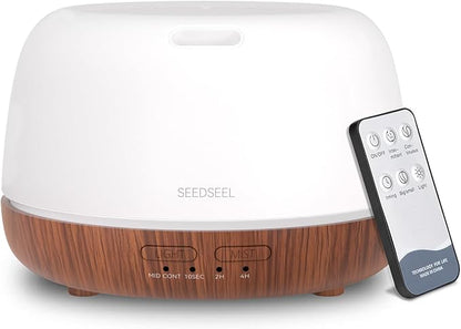 300ML Essential Oil Diffuser, Mini Aromatherapy Diffuser with Remote Control, 7 Color Changing LED Light, 4 Timer for Bedroom, Room, Office