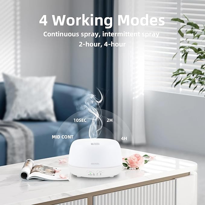 300ML Essential Oil Diffuser with Remote Control, Aromatherapy Diffuser with 7-Color Changing LED Light for Small Rooms, Office, and Home