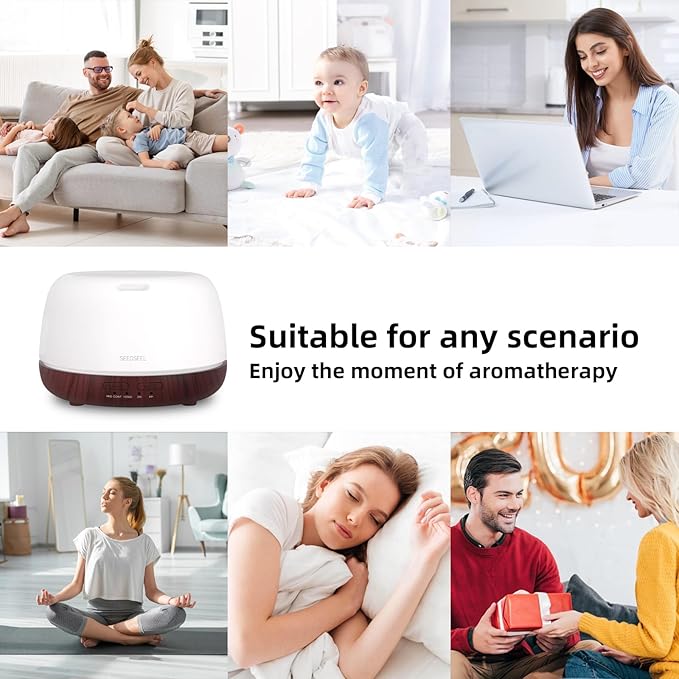 300ML Essential Oil Diffuser,Aromatherapy Diffuser with Remote Control, 7-Color LED Light and 4 Timers,Quiet Auto-Off for Bedroom, Home,Office