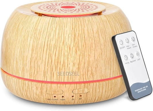 300ML Essential Oil Diffuser 8 Hours Run Time, Aromatherapy Diffuser with Remote Control,7-Color LED for Home