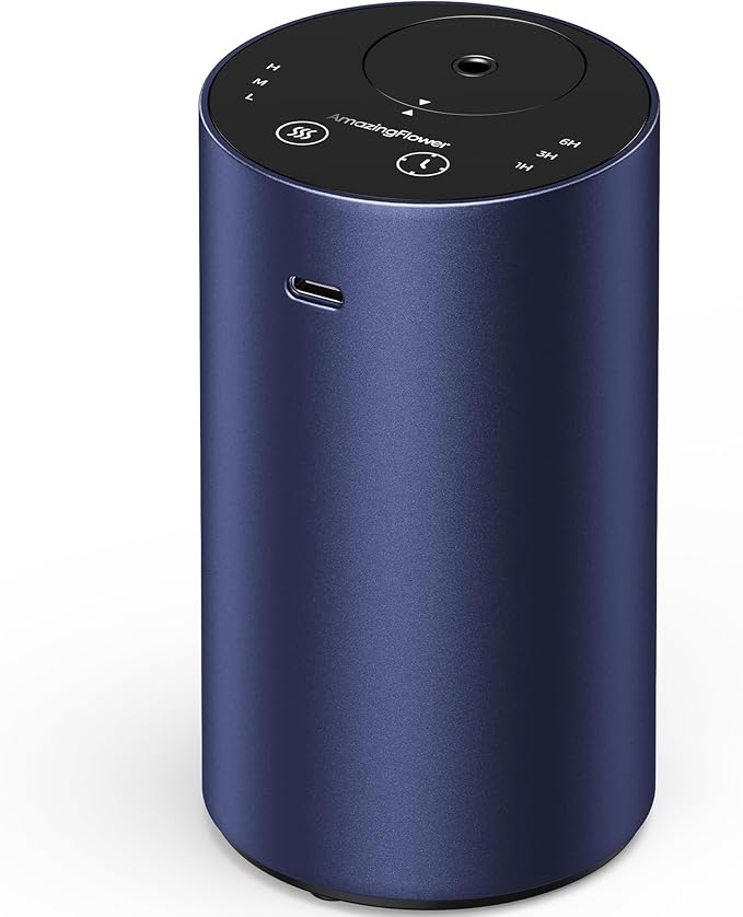 Waterless Essential Oil Diffuser, Rechargeable Scent Diffusers with 3 Mist Levels & Timers, Portable Aromatherapy Diffuser for Home Car Room Studio Office, Deep Blue