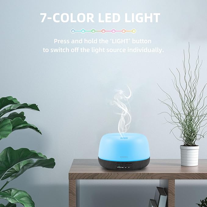 300ML Essential Oil Diffuser with Remote Control, Aromatherapy Diffuser with 7-Color Changing LED Light for Small Rooms, Bedroom, and Home