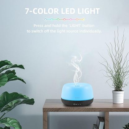 300ML Essential Oil Diffuser with Remote Control, Aromatherapy Diffuser with 7-Color Changing LED Light for Small Rooms, Bedroom, and Home