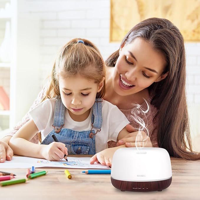 300ML Essential Oil Diffuser,Aromatherapy Diffuser with Remote Control, 7-Color LED Light and 4 Timers,Quiet Auto-Off for Bedroom, Home,Office