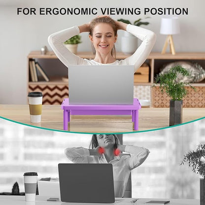 WALI Computer Monitor Stand with Storage, Desk Monitor Riser 3 Height Adjustable, Laptop Riser with Airflow Vents, Desk Organizer for Computer, Laptop, Printer (PTT002-V), 1 Pack, Violet