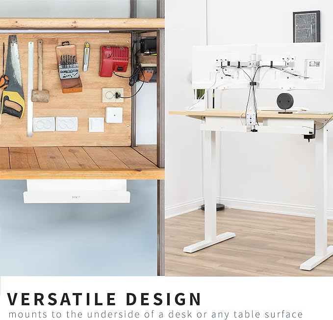 VIVO 2 Pack Under Desk 17 inch Cable Management Tray, Cord Organizer, Home Office Desk Accessories, White, DESK-AC06-2CW