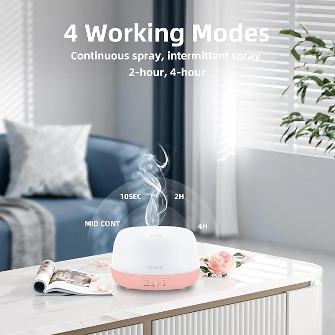 300ML Essential Oil Diffuser with Remote Control, Aromatherapy Diffuser with 7-Color Changing LED Light for Home,Bedroom, Office