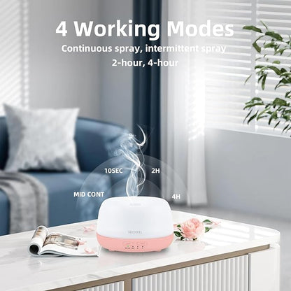 300ML Essential Oil Diffuser with Remote Control, Aromatherapy Diffuser with 7-Color Changing LED Light for Home,Bedroom, Office