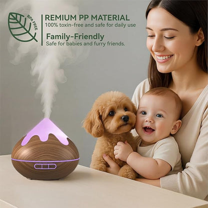 500ML Essential Oil Diffuser, Ultrasonic Aromatherapy Diffuser with Remote Control, Air Diffusers for Home Office Room, Fragrance Aroma Diffuser with 7 Color LED & 2 Mist Mode, Mocha Brown