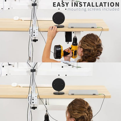 VIVO 2 Pack Under Desk 17 inch Cable Management Tray, Cord Organizer, Home Office Desk Accessories, White, DESK-AC06-2CW