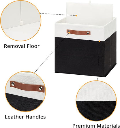 DULLEMELO Storage Cubes 13 inch,Cube Storage Bins with Handles for Organizing,Fabric Storage Baskets for Shelves Nursery Closet Home Organization (White&Black-4 Pack)
