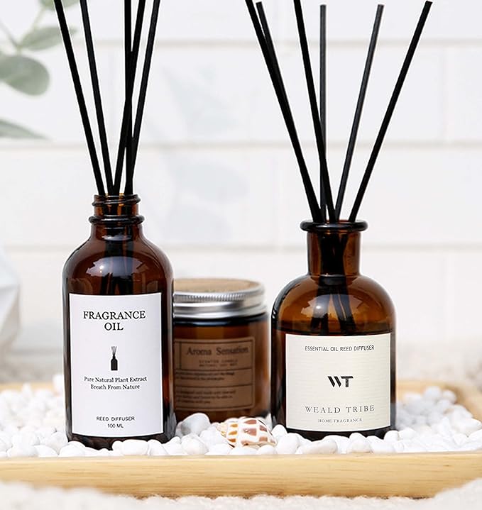 WEALD TRIBE Flower Reed Diffuser Set Neroli Scent for Bathroom Accessories Shelf Decor & Air Fresheners, Sticks Defusers with 4.0 fl oz Essential Oils & Leaves, House Bedroom Office Decor & Gifts