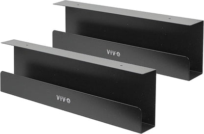 VIVO Under Desk 17 inch Cable Management Trays, Power Strip Holders, Cord Organizers, Wire Tamers for Office and Home, Black, 2 Pack, DESK-AC06-2C