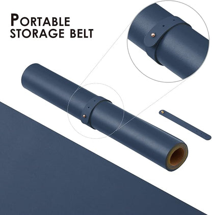 Cork Desk Mat - Dual-Sided Desk Pad for Office and Home - Desk Organization and Accessories - Ideal for Large Mouse Pad and Desk Mats on Top of Desks(Dark Blue,90cmx 43cm)