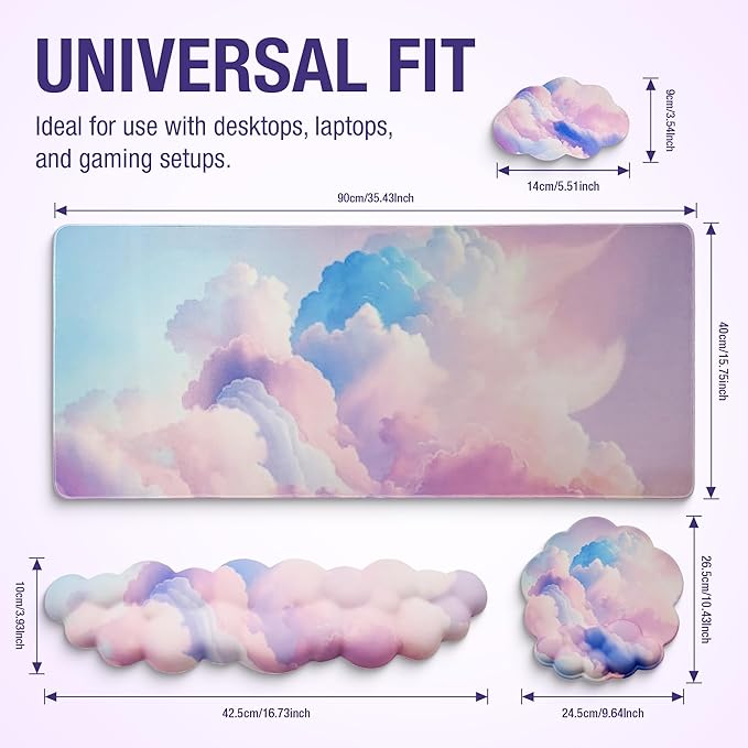 Premium Quality Cloud Wrist Rest Keyboard, Mouse Pad, Wrist Rest Pad, Wrist Rest for Computer Keyboard, Cloud Drink Coaster and Mouse Pad