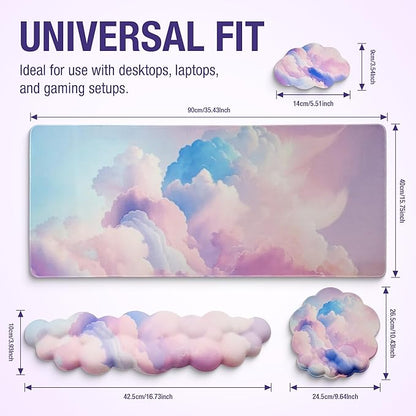 Premium Quality Cloud Wrist Rest Keyboard, Mouse Pad, Wrist Rest Pad, Wrist Rest for Computer Keyboard, Cloud Drink Coaster and Mouse Pad