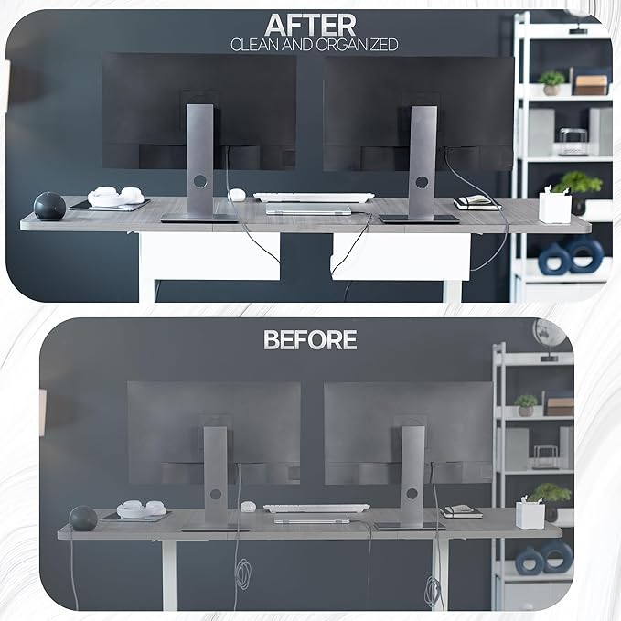 VIVO Under Desk 17 inch Extra Deep Cable Management Trays, Power Strip Holders, Cord Organizers, Wire Tamers for Office and Home, White, 2 Pack, DESK-AC16-2CW