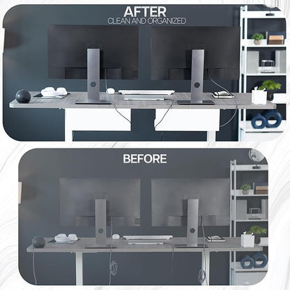 VIVO Under Desk 17 inch Extra Deep Cable Management Trays, Power Strip Holders, Cord Organizers, Wire Tamers for Office and Home, White, 2 Pack, DESK-AC16-2CW