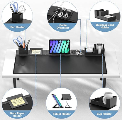KDD Desk Pad Mat Set, 6 in 1 Mouse Mat with Magnetic Desktop Storage Accessories DIY Feature for Phone and Tablet Stand/Cup Holder/Pen Card Holder/Cable Management for Home Office Accessories