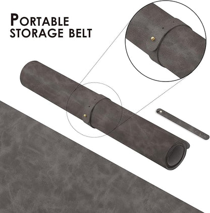 Distressed Leather Desk Mat - Non-Slip PU Desk Pad for Office and Home - Desk Organization and Accessories - Ideal for Large Mouse Pad and Desk Mats on Top of Desks(Slate Gray,31.5"x 15.7")