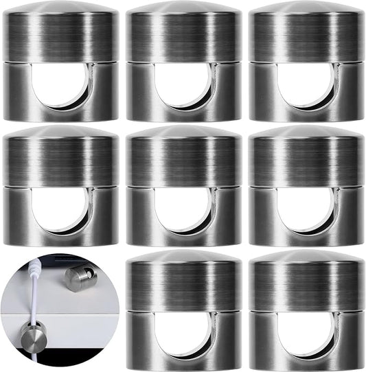 8 Sets Charger Holders for Cords, Black Adjustable Cable Anchor Holders, Adhesive Metal Cord Clips, Cable Management Wire Organizers for Desk, Office, Nightstand