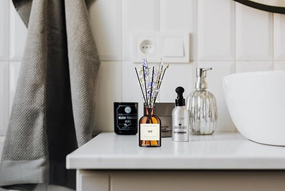 WEALD TRIBE Reed Diffuser Set for Bathroom Air Fresheners, Oil Diffuser Sticks | Fresh Linen Scent 4.0 fl oz Home Fragrance with Sticks Defusers | House Bedroom Office Shelf Decor