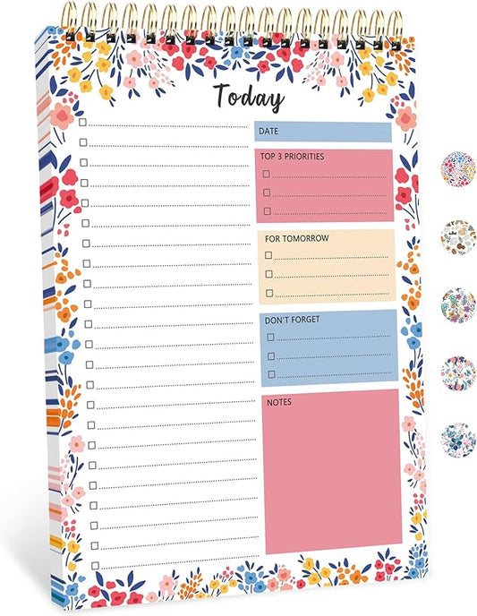 To Do List Notepad - To Do List Notebook for Work with 52 Sheets, Undated Daily Planner Perfect for Enhanced Productivity and Goal Achievement - Pink & Blue