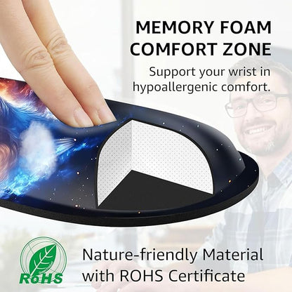 Large Keyboard Mouse Pad Set, Extended Mouse Pad+Keyboard Wrist Rest Support, Memory Foam Ergonomic Easy Typing, 4Pcs (31.5×11.8 in) Desk Pad Set for Office Home,Cool Wolves