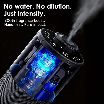 Waterless Essential Oil Diffuser for Home (Aluminum Alloy & Fabric) - Cordless Car Scent diffuser with 3 Timer & 3 Mist Levels - 2000mAh Battery Operated Scent Air Machine for Room Office Hotel, Black