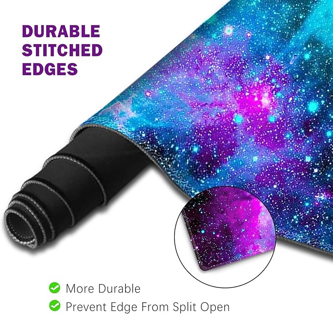 ToLuLu Extended Gaming Mouse Pad, Memory Foam Ergonomic Keyboard Mouse Wrist Rest Support Set, Large Desk Mat with Stitched Edges, Non-Slip Base Mousepad for Home Office Game and Study, Nebula Galaxy
