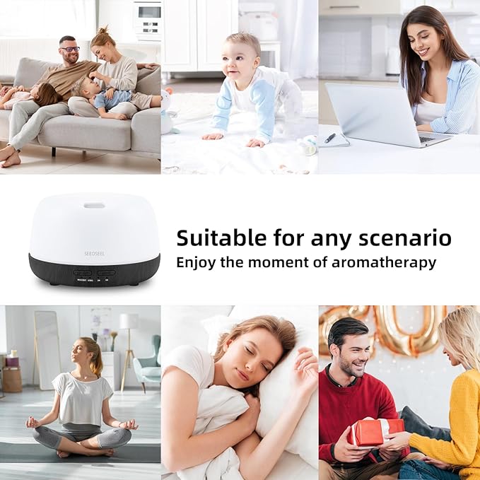 300ML Essential Oil Diffuser with Remote Control, Aromatherapy Diffuser with 7-Color Changing LED Light for Small Rooms, Bedroom, and Home