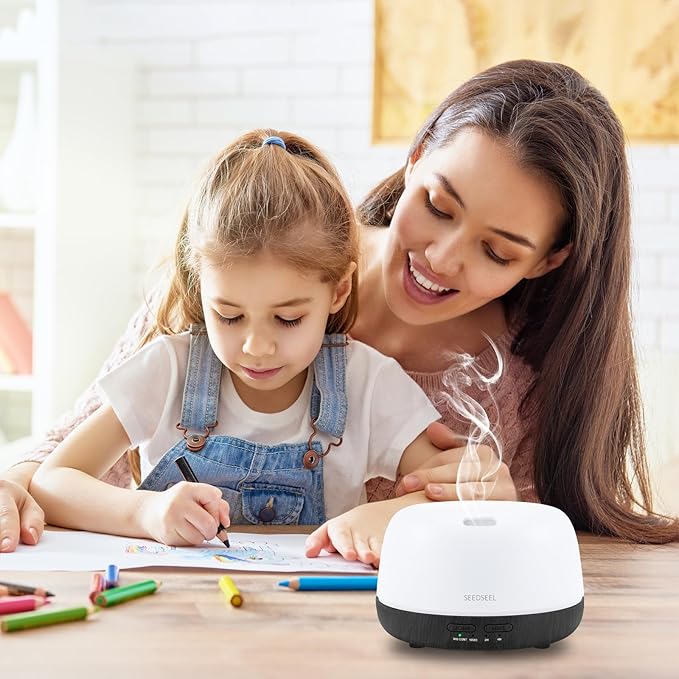 300ML Essential Oil Diffuser with Remote Control, Aromatherapy Diffuser with 7-Color Changing LED Light for Small Rooms, Bedroom, and Home