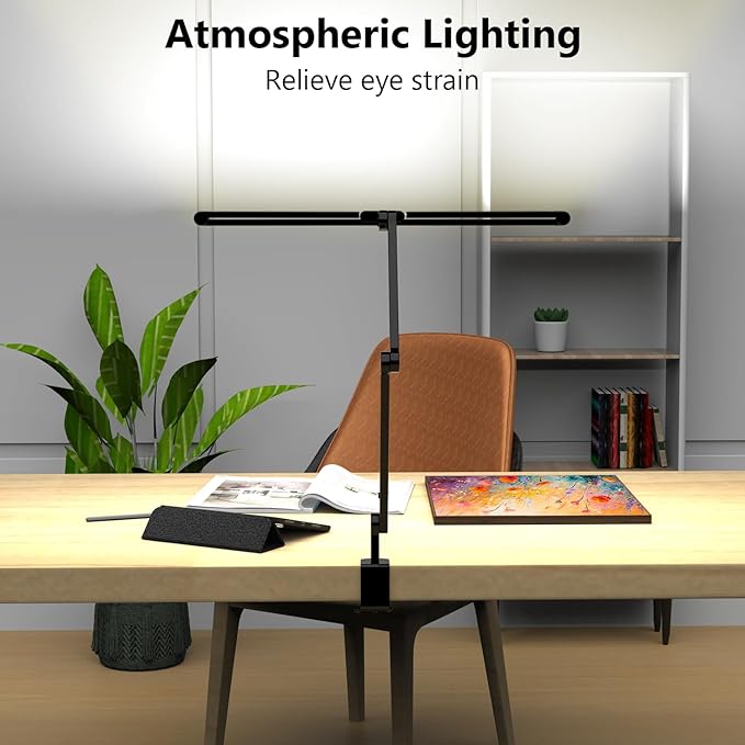 3000 Lumen Ultra Bright Architect Desk Lamp with Clamp, 36W Tall Overhead Led Desk Light for Home Office, 47Inch Long Dimmable Computer Monitor Light Bar with Remote for Table Desktop Drafting
