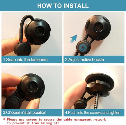 Under Desk Cable Management Net, 36PCS Under Table Cord Management Mesh Organizer Flexible Wire Hiders, Extra Large Capacity Wire Management Kit Under Desk, Fits Most Tables