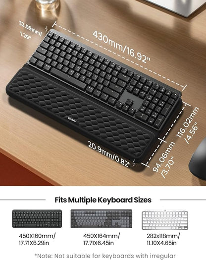 Vaydeer Wrist Rest with Keyboard Stand, Computer Wrist Support Pad, Ergonomic Keyboard Riser Holder Lifter Tray with Wrist Pad, Soft Memory Foam Desk Cushion, Palm Hand Typing for Office Home School