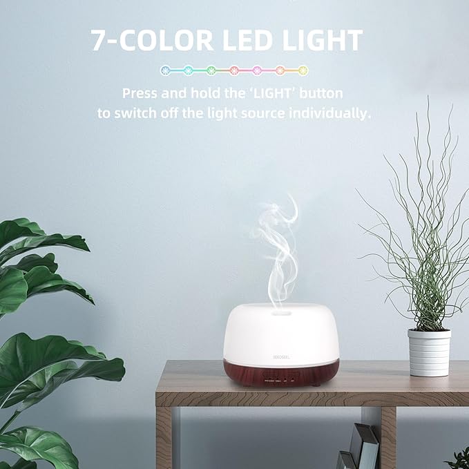 300ML Essential Oil Diffuser,Aromatherapy Diffuser with Remote Control, 7-Color LED Light and 4 Timers,Quiet Auto-Off for Bedroom, Home,Office