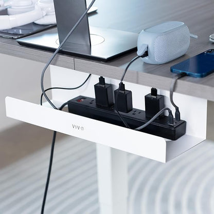 VIVO Under Desk 17 inch Extra Deep Cable Management Tray, Power Strip Holder, Cord Organizer, Wire Tamer for Office and Home, White, DESK-AC16-1CW